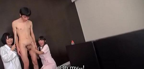  Subtitled JAV actor audition CFNM handjob explosive cumshot